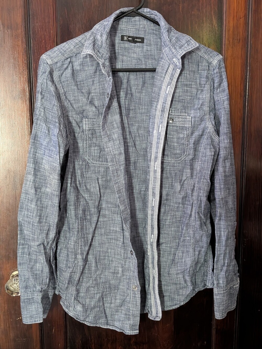 INC Denim Button-up Shirt, Size Small